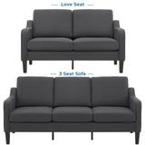 VINGLI Mid-Century Modern Grey Loveseat and Sofa Set,53" Small Love Seat+71" Sofa Couch for Living Room,Bedroom,Apartment(Grey) VINGLI