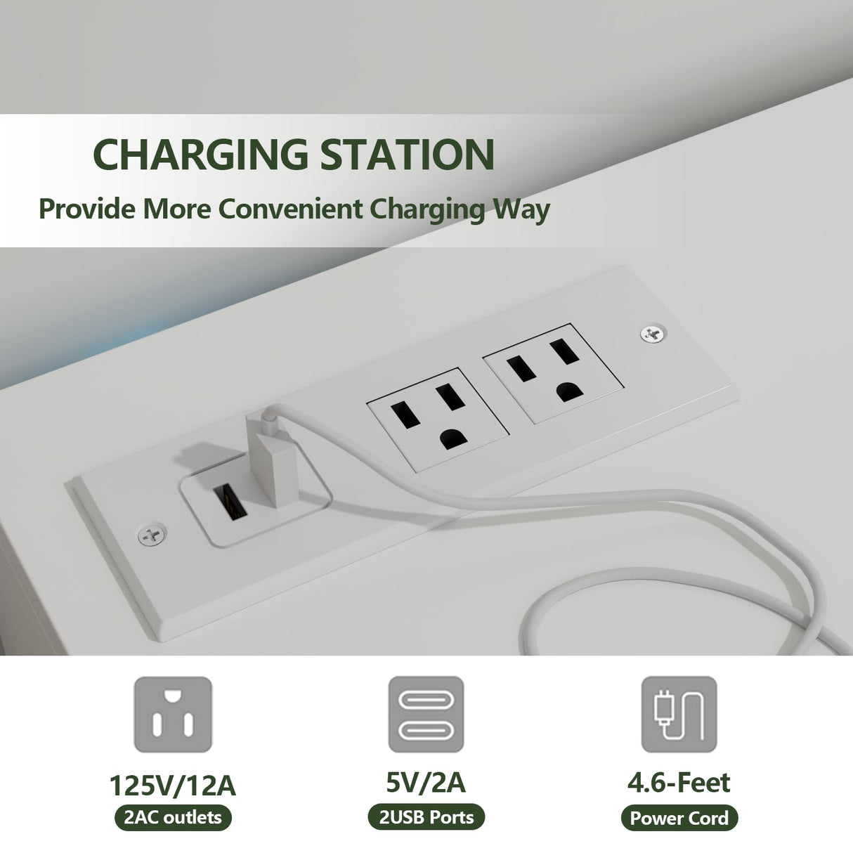 Auromie 9 Drawers Dresser, Double Modern Chest of Drawers with Power Outlet, Dresser TV Stand with Led Light Strip, Drawer Organizer for Bedroom, Living Room, Hallway (White, 9 Drawer) Auromie