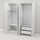 Armoire Wardrobe Closet with 4 Doors, 78" Clothing Storage Cabinet with Hanging Rod Shelf and Drawers, Wooden Freestanding Bedroom Armoires for Bedroom, Living Room, White vinform