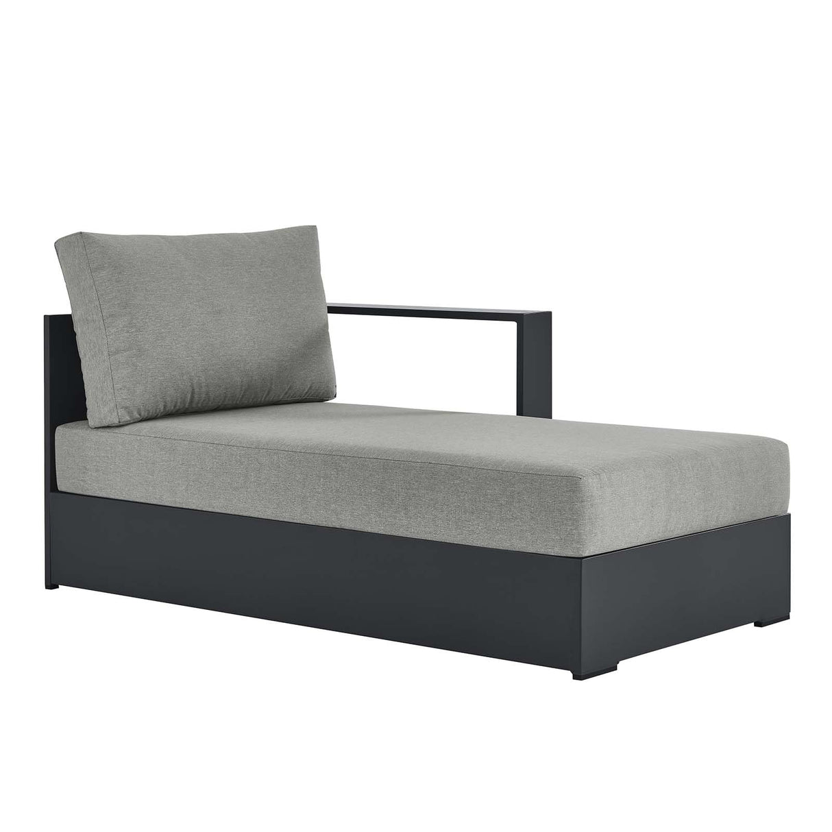 Modway Tahoe Powder-Coated Aluminum Outdoor Chaise Lounge Gray with Weather-Resistant Cushions, Modular Right-Facing Patio Lounger for Pool Furniture or Sectional Sofa Set Modway