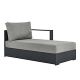 Modway Tahoe Powder-Coated Aluminum Outdoor Chaise Lounge Gray with Weather-Resistant Cushions, Modular Right-Facing Patio Lounger for Pool Furniture or Sectional Sofa Set Modway