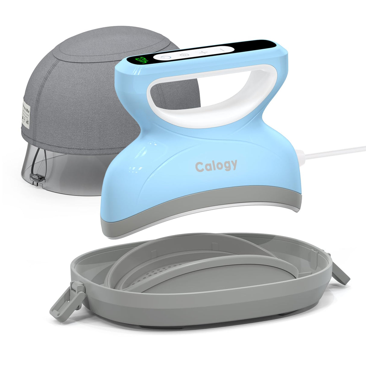 Calogy Hat Press Heat Machine for Caps, Mini Portable Hat Heat Press with Timer, Max 410℉,Precision Temp Control ±5℉, Fast & Evenly Heating Curved Plate for Vinyl Transfer, Sublimation, Iron (Blue) Calogy