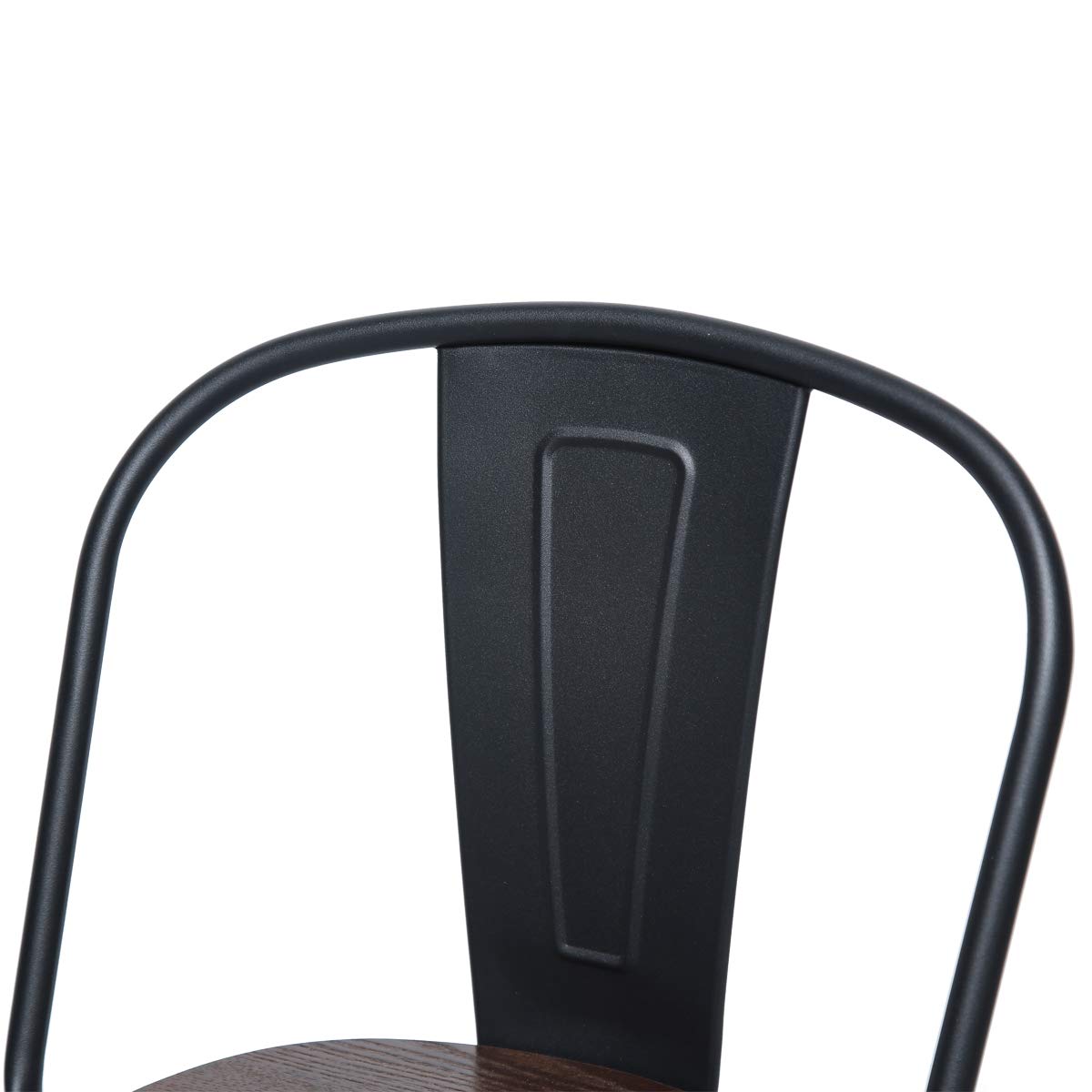HAOBO Home 26" High Back Metal Counter Stool Height Bar Stools with Wooden Seat [Set of 4], Black HAOBO Home