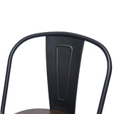 HAOBO Home 26" High Back Metal Counter Stool Height Bar Stools with Wooden Seat [Set of 4], Black HAOBO Home