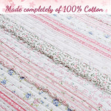 Cozy Line Home Fashions Pink Flower Lace Ruffle Stripe Shabby Chic Girl 100% Cotton Reversible Quilt Bedding Set, Coverlet, Bedspread (Pink Lace, King - 3 Piece: 1 Quilt + 2 Shams) Cozy Line Home Fashions