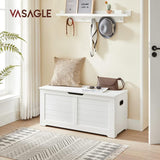 VASAGLE Storage Chest, Storage Trunk with 2 Safety Hinges, Storage Bench, Shoe Bench, Modern Style, 15.7 x 39.4 x 18.1 Inches, for Entryway, Bedroom, Living Room, White ULSB061T10 VASAGLE