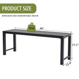 Hanamako Outdoor Metal Backless Bench Weatherproof Patio Bench with Slatted Seat, All-Weather Garden Bench for Porch, Patio, Lawn and Backyard, Black Hanamako