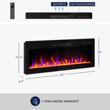 BELLEZE 42" Electric Fireplace Heater, 1400 W Recessed & Wall Mounted Electric Fireplace with Remote Control, Heater with Adjustable Flame Color and Brightness, Timer, Touch Screen BELLEZE