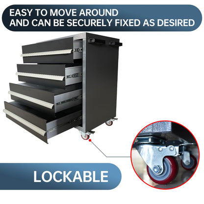 JZD Metal Garage Storage Cart with 4 Locking Drawers