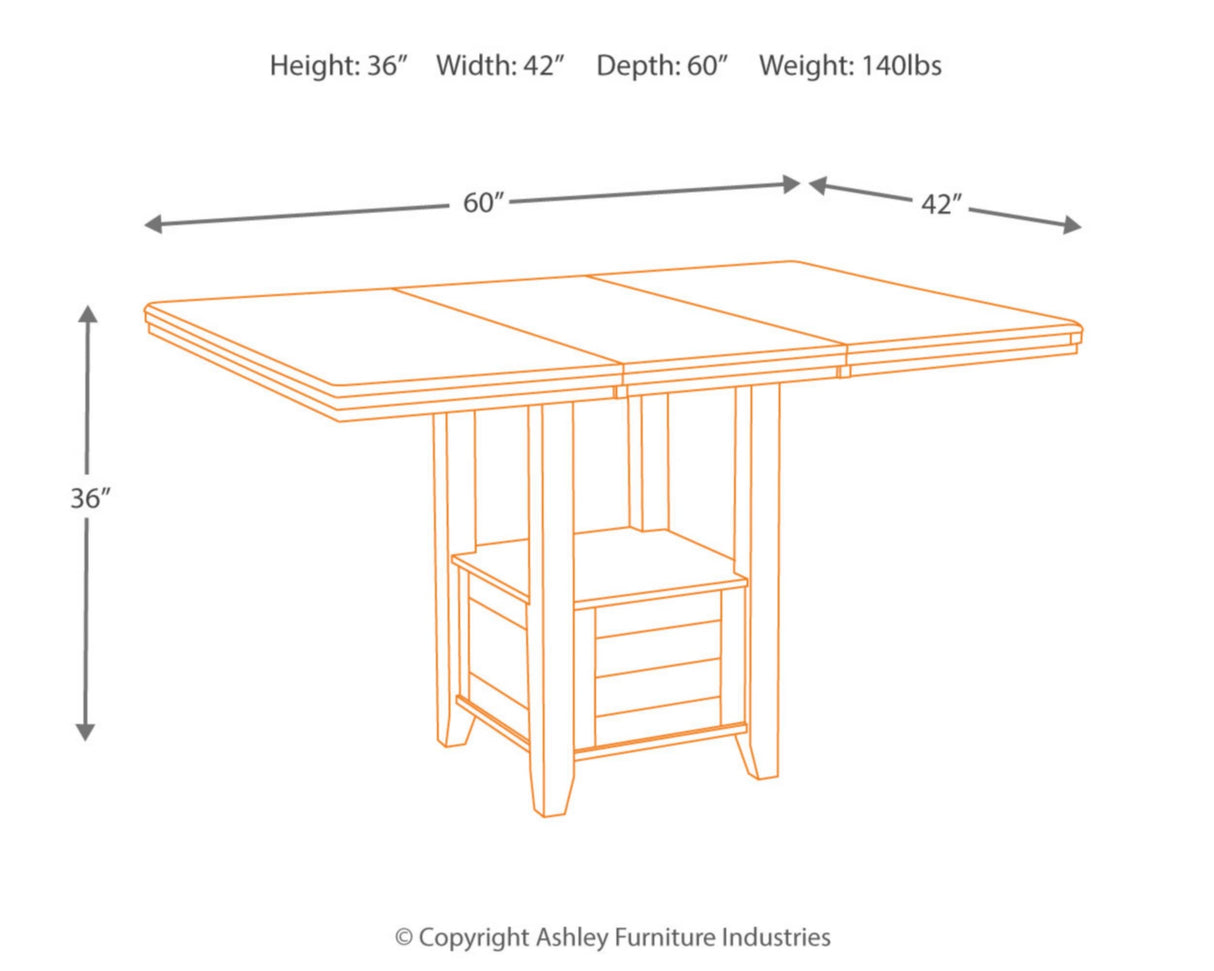 Signature Design by Ashley Haddigan Traditional Rectangular 36" Counter Height Dining Extension Table, Dark Brown Signature Design by Ashley