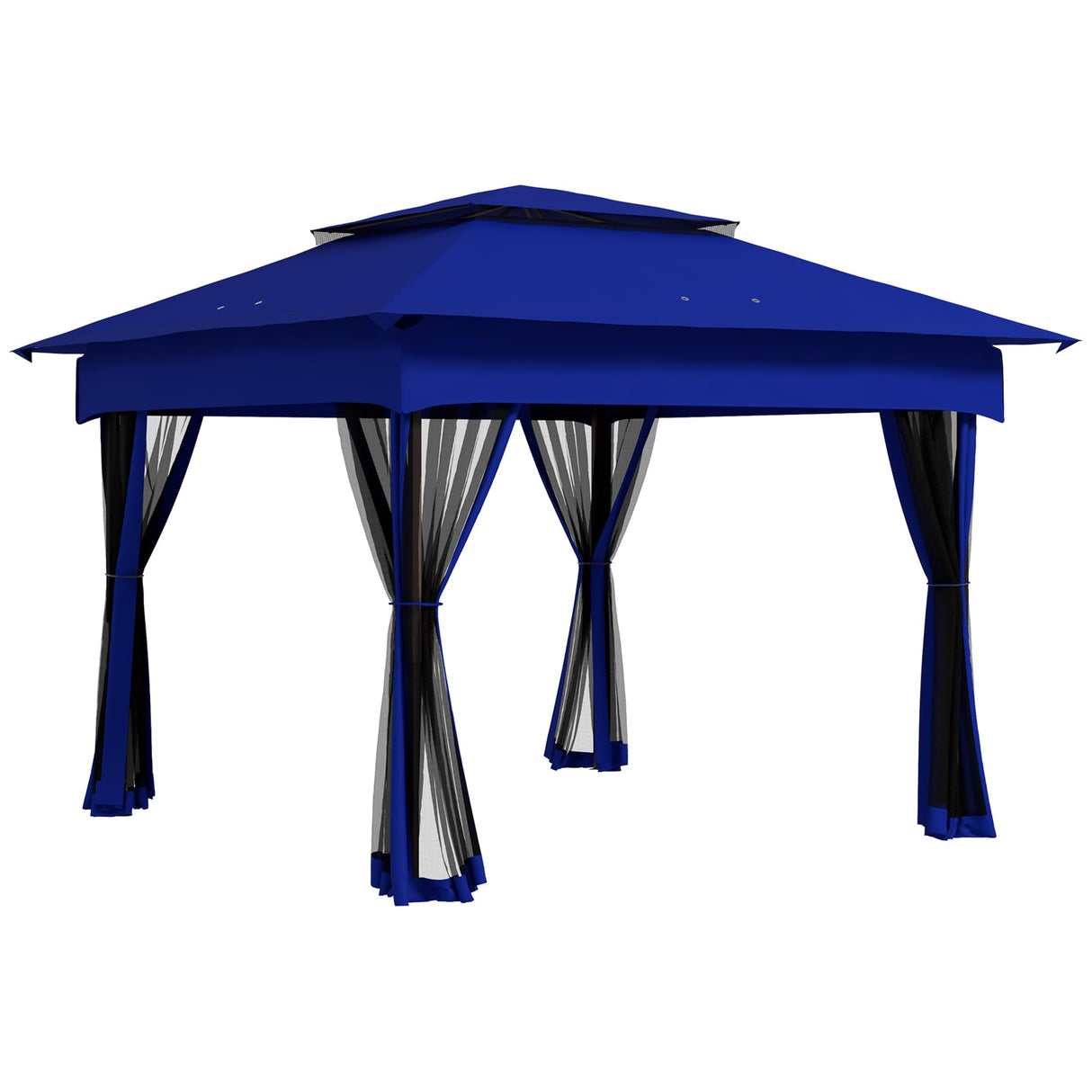Outsunny 11' x 11' Pop Up Canopy, Outdoor Patio Gazebo Shelter with Removable Zipper Netting, Instant Event Tent w/ 114 Square Feet of Shade and Carry Bag for Backyard, Garden, Blue Outsunny