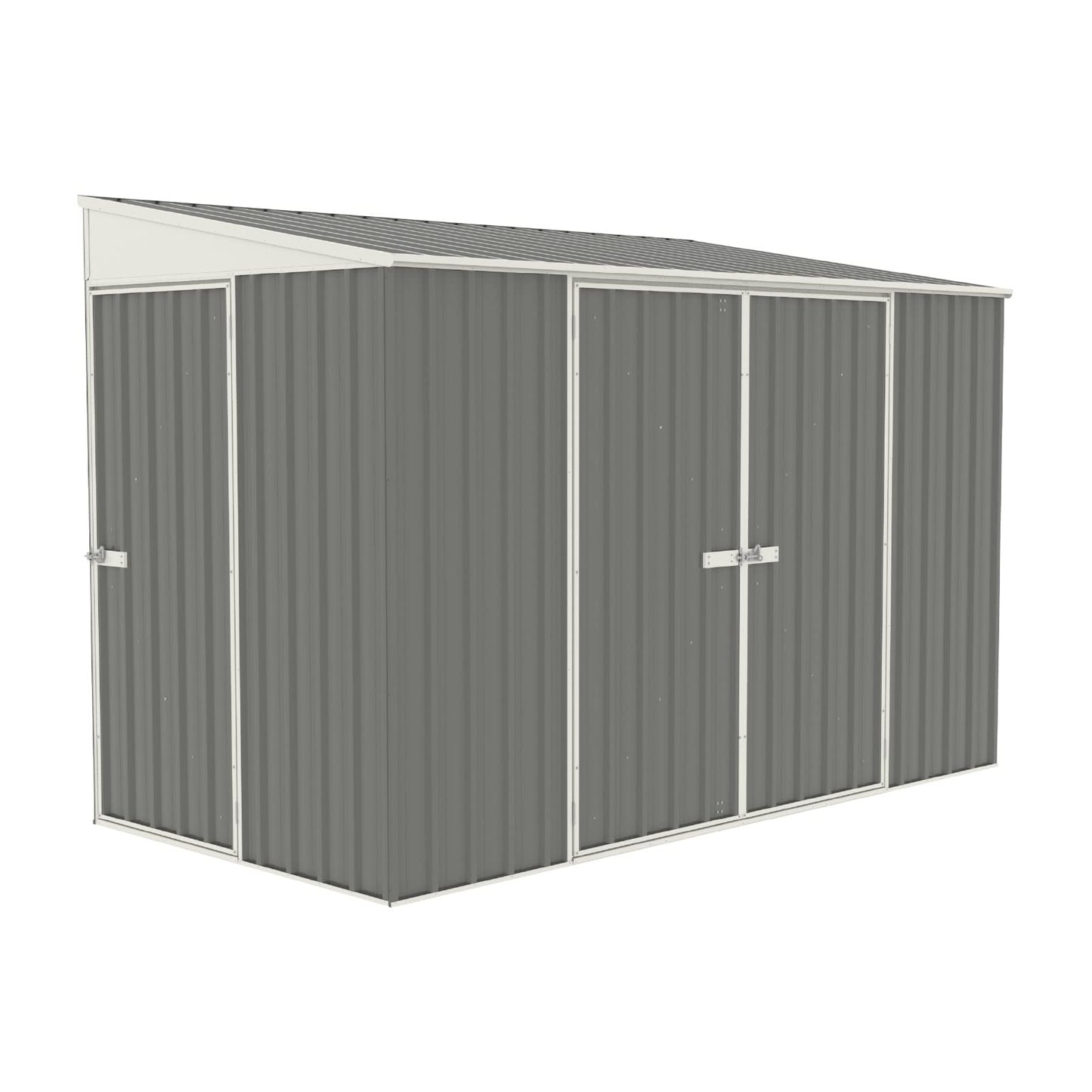 ABSCO Lean to 10 x 5 Ft. Metal Bike Shed, Aluminum and Steel Utility Tool Shed, Outdoor Storage for Backyard, Lawn, Bikes, 50 Sq. Ft., Woodland Gray