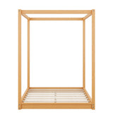 NCKMYB Wooden Canopy Platform Bed, Full Size Floor Bed Frame for Kids Boys Girls, No Spring Box Required (Natural) NCKMYB
