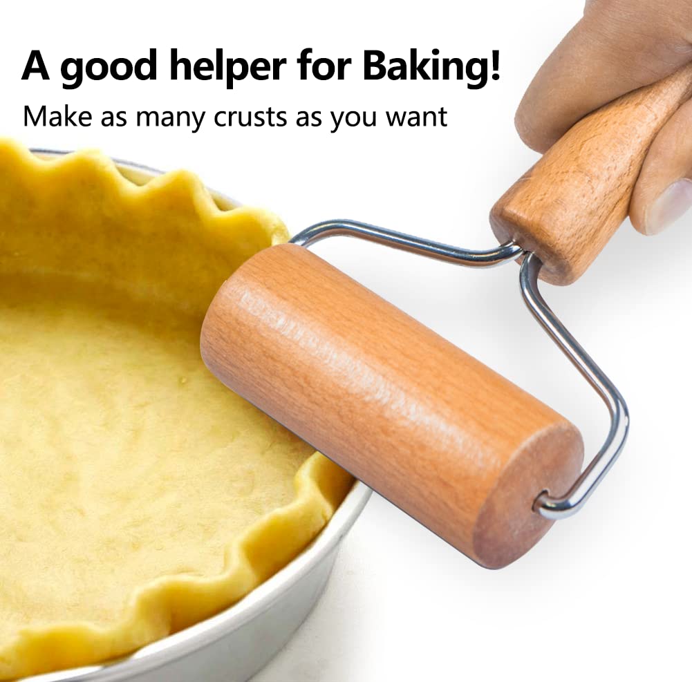 Watris Veiyi Small Rolling Pin, Wooden Dough Roller, Non-Stick Pizza Roller, Dough Baker Roller Set for Home Kitchen Baking Cooking(9.5cm/3.74in) Watris Veiyi