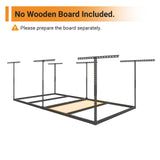 eShelf 4x8ft Overhead Garage Storage Rack Wooden Decking Not Included, Heavy Duty Metal Rack, Adjustable Ceiling Dropdown, 600lbs Weight Capacity (Black) eShelf