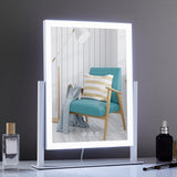 HIEEY Lighted Makeup Mirror, Hollywood Vanity Mirror with Lights, Three Color Lighting Modes, and 5X Magnification Mirror, Smart Touch Control, 360°Rotation (17.3in,White,Gift Box) HIEEY