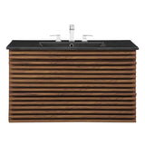 Modway Render 36" Wall-Mount Bathroom Vanity in Walnut Black Modway