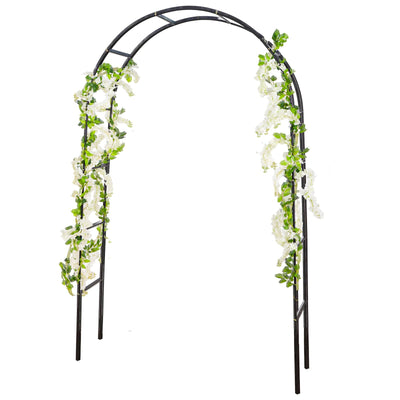 RUBFAC Metal Garden Arch, Wedding & Event Decoration, Garden Trellis for Climbing Plants, Assemble Freely 2 Sizes for Various Climbing Plant Roses Vines Bridal Party Decoration, Black, 1 Pack