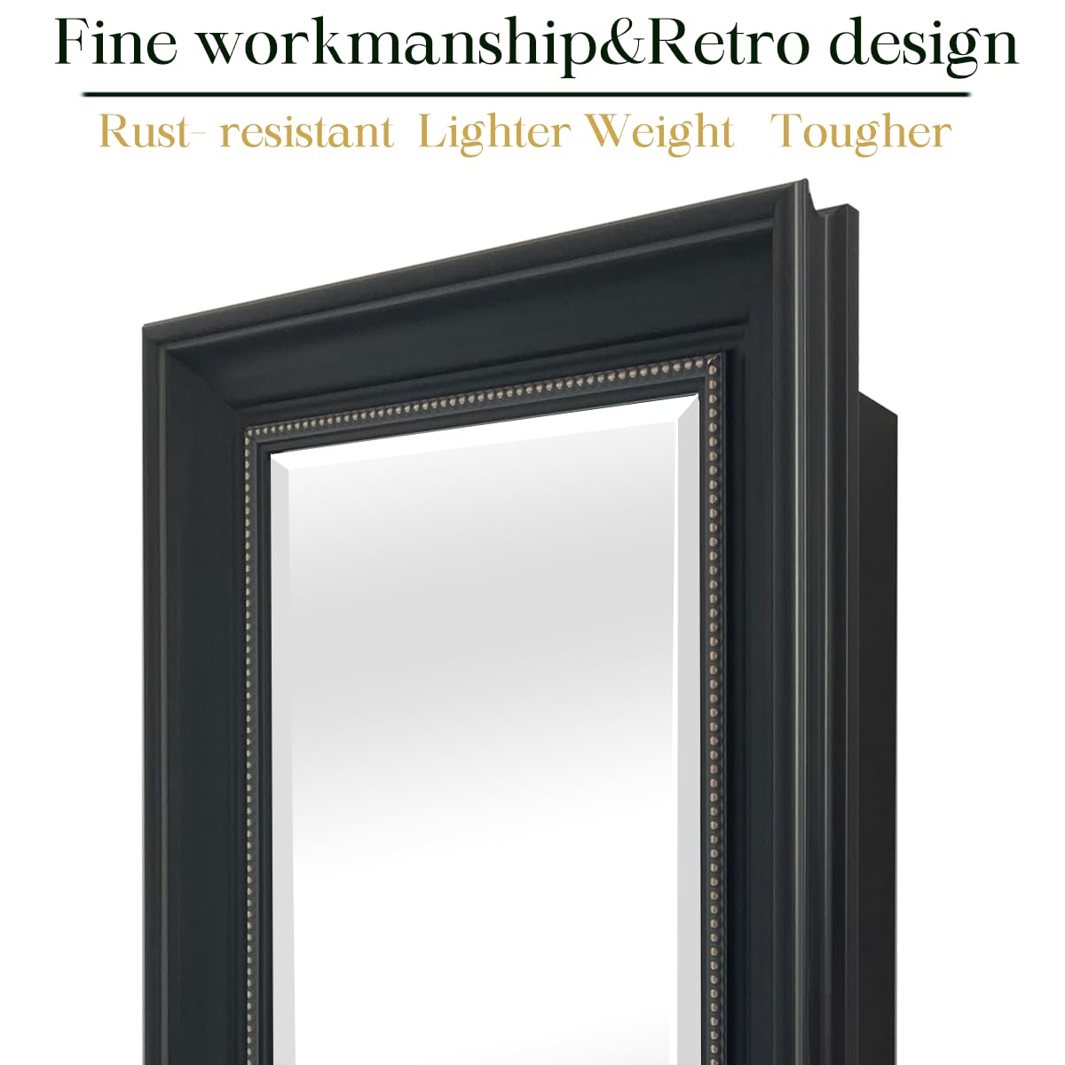 HESONTH 16"x26" Medicine Cabinet with Mirror Retro Bathroom Medicine Cabinet Organizer with Shelves Farmhouse Wall Mounted Hanging Rectangular Bathroom Mirror Cabinet Recess or Surface Mount HESONTH