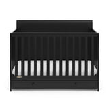 Graco Asheville 5-in-1 Convertible Crib with Drawer (Black) – GREENGUARD Gold Certified, Crib with Drawer Combo, Full-Size Nursery Storage Drawer, Converts to Toddler Bed, Daybed and Full-Size Bed Graco