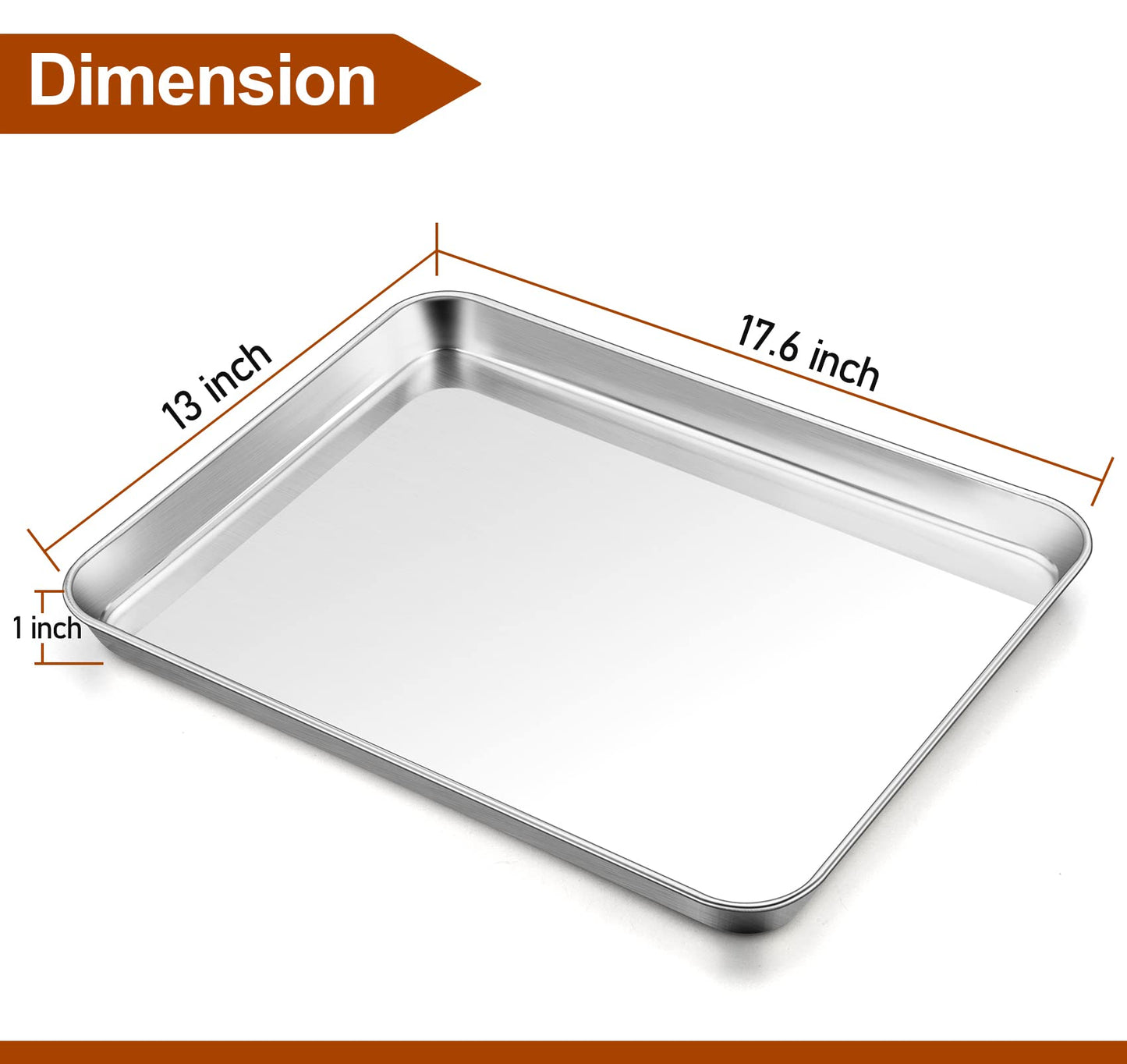 TeamFar Baking Sheet, 17.6’’ x 13’’ x 1’’ Stainless Steel Large Cookie Sheet Half Baking Pans, Non-toxic & Healthy, Easy Clean & Dishwasher Safe, Heavy Duty & Sturdy- Set of 2