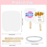 Fansunta 30 Pieces Church Fans Handheld Set, Including Fan Handle Craft Sticks Wavy Wooden Sticks, Blank White Cardstock, Double Sided Tape Church Fans for DIY Crafting Painting Fansunta