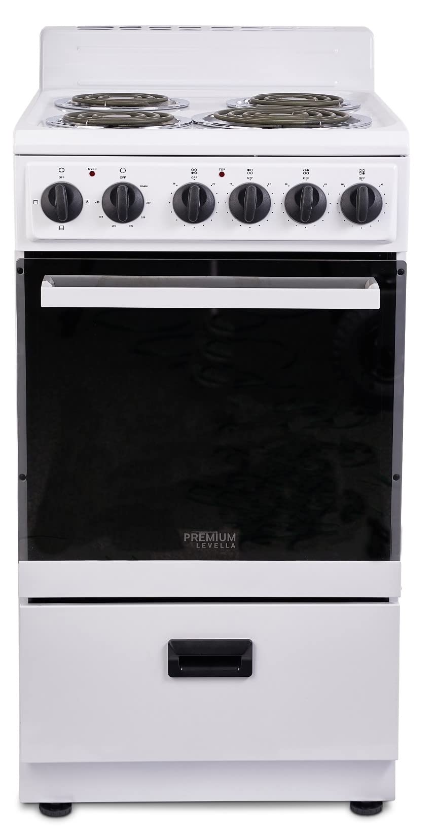 Premium Levella 20" Electric Range with 4 Coil Burners and 2.2 Cu. Ft. Oven Capacity in White PremiumLevella