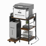 Home Printer Stand with Charging Station, 24x18 Inches Stands for Large Printer, Printer Shredder Stand with Storage for Home Office, Table for Fax Machine/PC Tower (Rustic Brown) SEDEGN