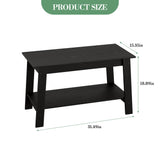 Hipicute Rustic Coffee Table with Dual Open Storage, Rectangular Wood Center Table for Living Room Bedroom Home Office, Sturdy Wooden Legs, Black Finish Hipicute