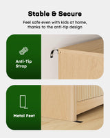 Marsail Fluted 5-Drawer Tall Wooden Dresser, Smooth Gliding Drawers & Large Capacity Storage Space, Modern Organizer Cabinet for Bedroom or Hallway, Natural Oak Marsail