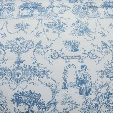 Blue Comforter Set King 7 Piece Bed in a Bag Toile de Jouy Botanical Comforter with Sheet Set Soft Micorfiber Bedding Set (1 Comforter,2 Pillow Shams,1 Flat Sheet,1 Fitted Sheet,2 Pillowcases) Xruibed