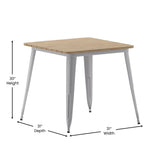Flash Furniture Declan Commercial Outdoor Dining Table, All Weather Poly Resin Top with Steel Base, 31.5" Square, Brown/Silver Flash Furniture