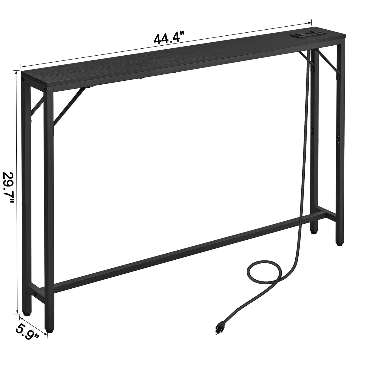 HOMCENES 5.9" Narrow Console Sofa Table with Power Outlets and USB Ports, Skinny Sofa Table with Charging Station, Slim Behind Couch Table, Entryway Display Shelf, for Living Room HOMCENES