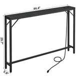 HOMCENES 5.9" Narrow Console Sofa Table with Power Outlets and USB Ports, Skinny Sofa Table with Charging Station, Slim Behind Couch Table, Entryway Display Shelf, for Living Room HOMCENES
