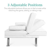 Best Choice Products Faux Leather Upholstered Modern Convertible Futon, Adjustable Folding Sofa Bed, Guest Bed w/Removable Armrests - White Best Choice Products