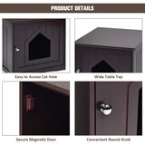 Tangkula Litter Box Enclosure, Cat Litter Box Furniture Hidden, Nightstand Pet House with Magnetic Door, Decorative Cat House, Indoor Cat Washroom for Cats Kitty (Brown) Tangkula