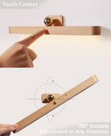Chilvane Wooden Vanity Light Wall Sconce Battery Operated Wall Light LED 360° Rotable Magnetic Ball Dimmable Rechargeable Wall Mounted Cordless Night Light for Mirror Makeup Bathroom Bedroom Household Chilvane