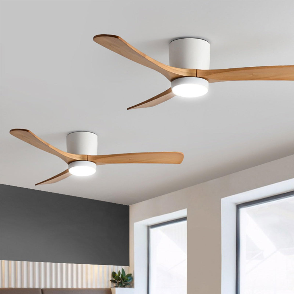 IBalody 36in Quiet Ceiling Fan with Light Remote ETL Listed White Ceiling Fan Light 6 Gear Wind Speed, Solid Wood Blades Modern Indoor Ceiling Fan for Bedroom Living Room Dining Room IBalody