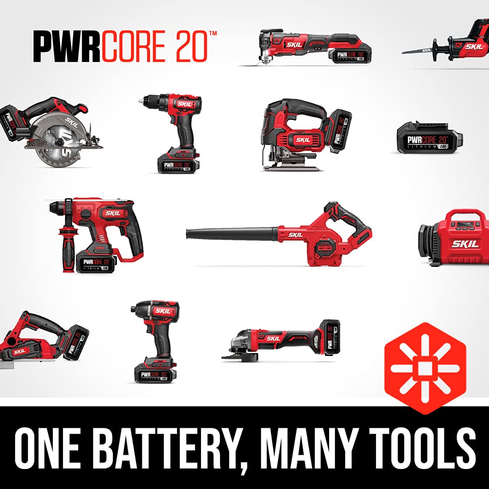 SKIL 20V Compact Reciprocating Saw Includes 2.0Ah PWR CORE 20 Lithium Battery and Charger - RS582902 Skil