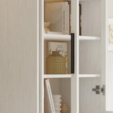 TUSY 70.9“ H Display Cabinet with Glass Doors, 5-Tier Curio Cabinet, Narrow Display Bookcase for Home, Office, Clinic, Pantry (White) TUSY