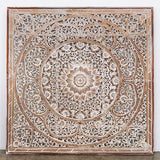 King Wood Headboard Rustic | Carved Full Headboard Only | Wooden Headboard Full Size Bed | Wall Mount Headboard King | Full Bed Headboard Panels (Manusa Antic, Cal King) KultureDeco