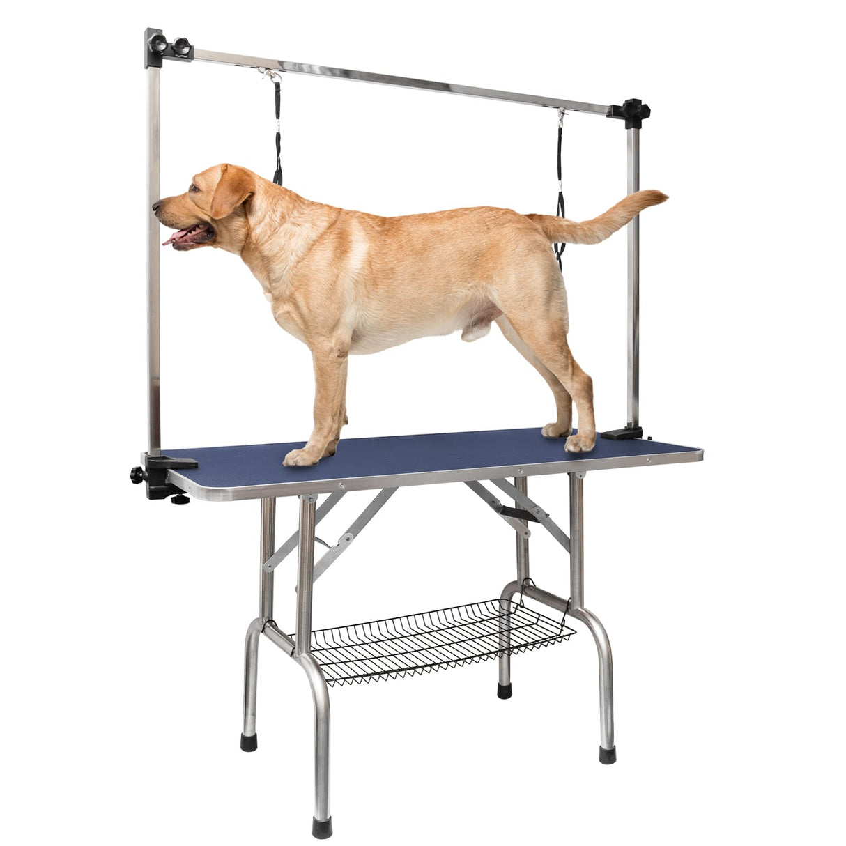 ROOMTEC 46" Dog Grooming Table,Foldable Home Pet Bathing Station with Adjustable Height Arm/Noose/Mesh Tray ROOMTEC