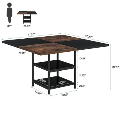 Tribesigns 47-Inch Square Conference Table, Wood Seminar Table with Storage and Splicing Tabletop, Business Furniture Boardroom Desk for Meeting Conference Room Seminar Room, Rustic Brown and - WoodArtSupply