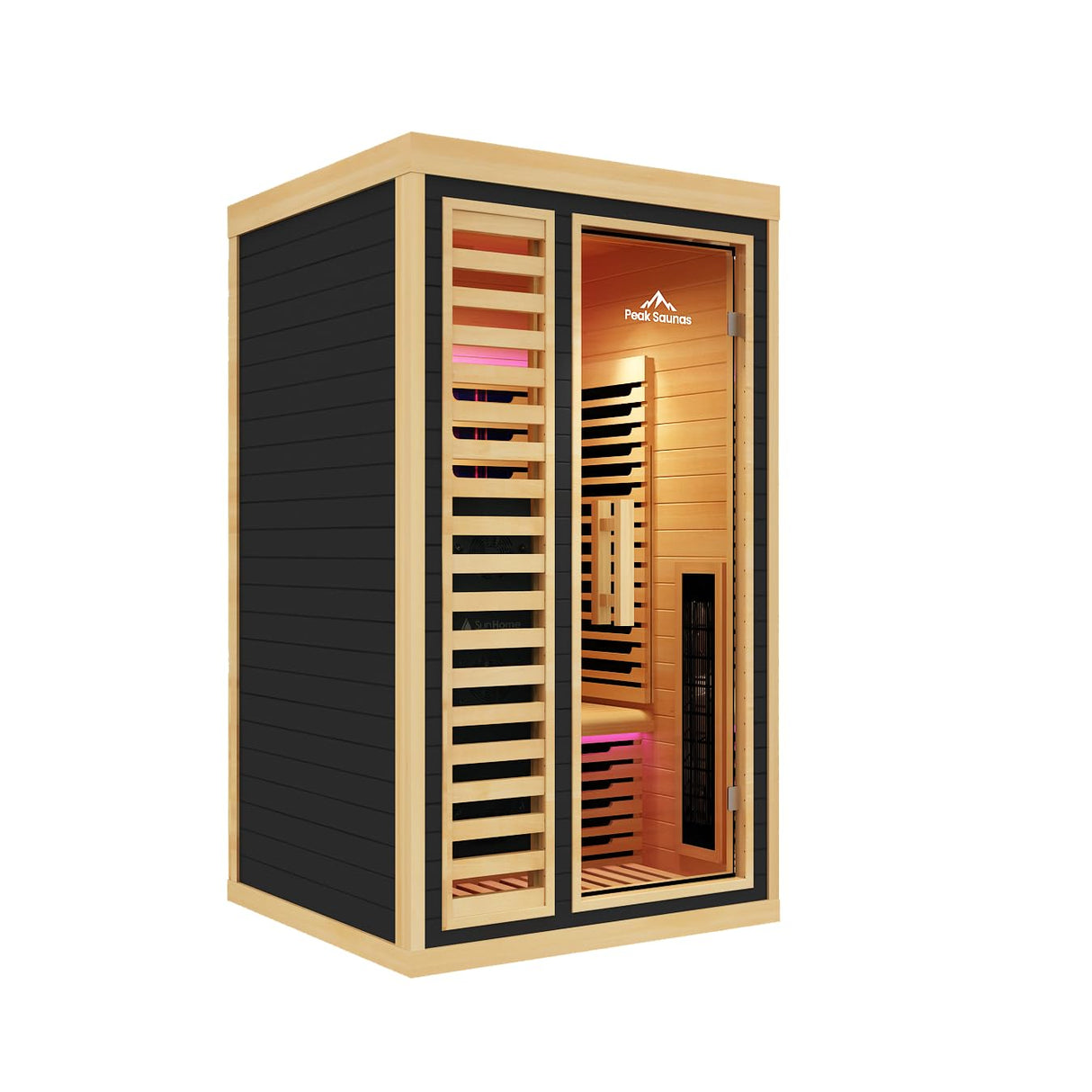 Peak Saunas Shasta 1-Person Full Spectrum Infrared Sauna with XL Medical-Grade Red Light Therapy & Smart WiFi App Control Generic
