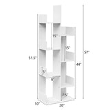 Tangkula 8 Shelf Bookshelf, Tree Bookcase with 8 Book Shelves, Freestanding Room Dividers, 57 x 20 x10 Inch, Display Storage Shelf for Books CDs Plants, Wooden Bookshelf for Home Office Decor Tangkula