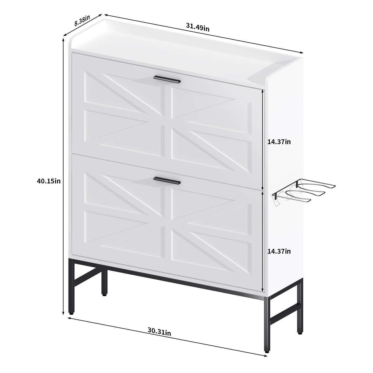 RKVPCNE Shoe Storage Cabinet Wood Shoe Organizer with 2 Flip Drawers and 1 Boot Rack Hidden Shoe Organizer Cabinet Flip Down Shoe Rack for Entryway Foyer Hallway(White) RKVPCNE