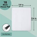 Bright Creations 18 Pack Sublimation Mouse Pad Blanks, White Rectangular Mousepad for Heat Transfer, Press Printing Crafts, Photos, 24.4x20 cm (Non-Slip Rubber Base) Bright Creations