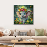 JUJUHOOD Cartoon Elephant Framed Paint by Numbers Kit for Adults Beginner & Kids Ages 8-12,Animal Paint by Number Without Easel, Acylic Paint by Numbers for Gift Home Wall Decor (10x10Inch) JUJUHOOD