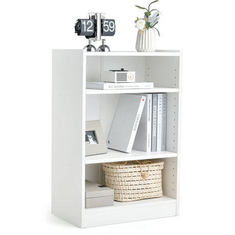 Tangkula White 3-Tier Adjustable Bookshelf with Anti-toppling Device for Modern Storage and Display Tangkula