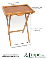 Lipper International Bamboo Wood Lipped Snack Tables, 20" x 15" x 25.5", One Table Lipper International